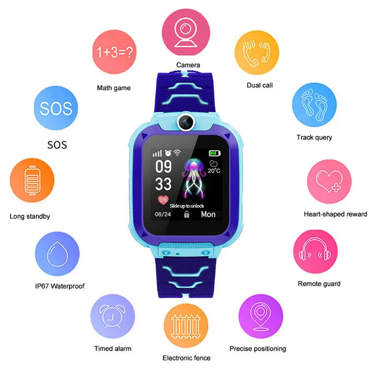 Q12 Kids Smart Watch With Sim Card Call IP67 Waterproof Sos Camera Smartwatch Phone GPS Tracker Watch for Children