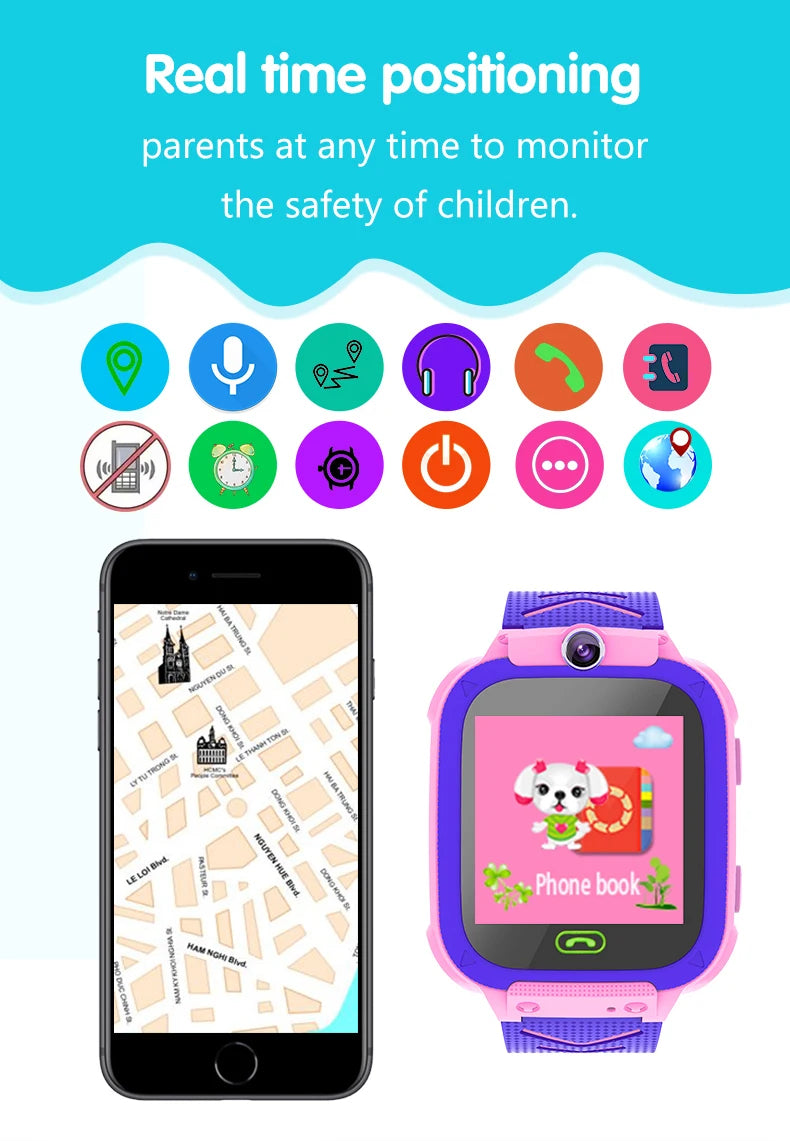 Q12 Kids Smart Watch With Sim Card Call IP67 Waterproof Sos Camera Smartwatch Phone GPS Tracker Watch for Children