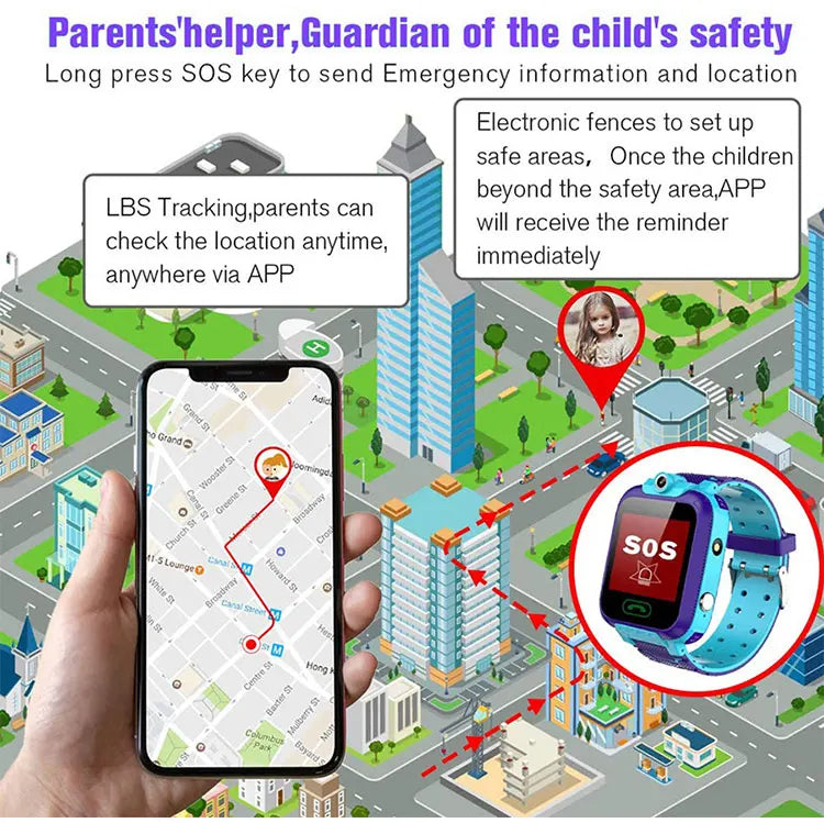 Q12 Kids Smart Watch With Sim Card Call IP67 Waterproof Sos Camera Smartwatch Phone GPS Tracker Watch for Children