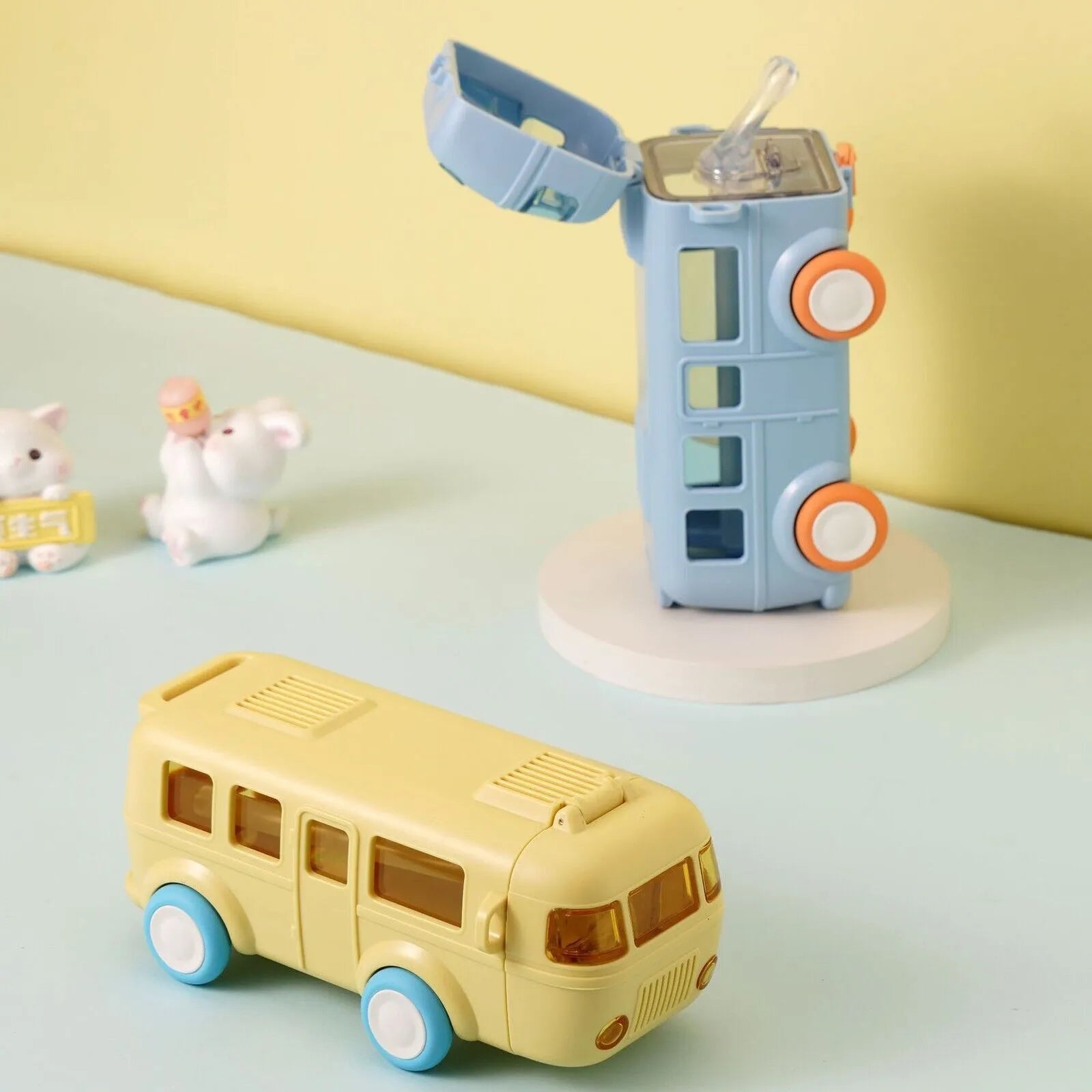 Kids Bus Shape Water Bottle with Strap