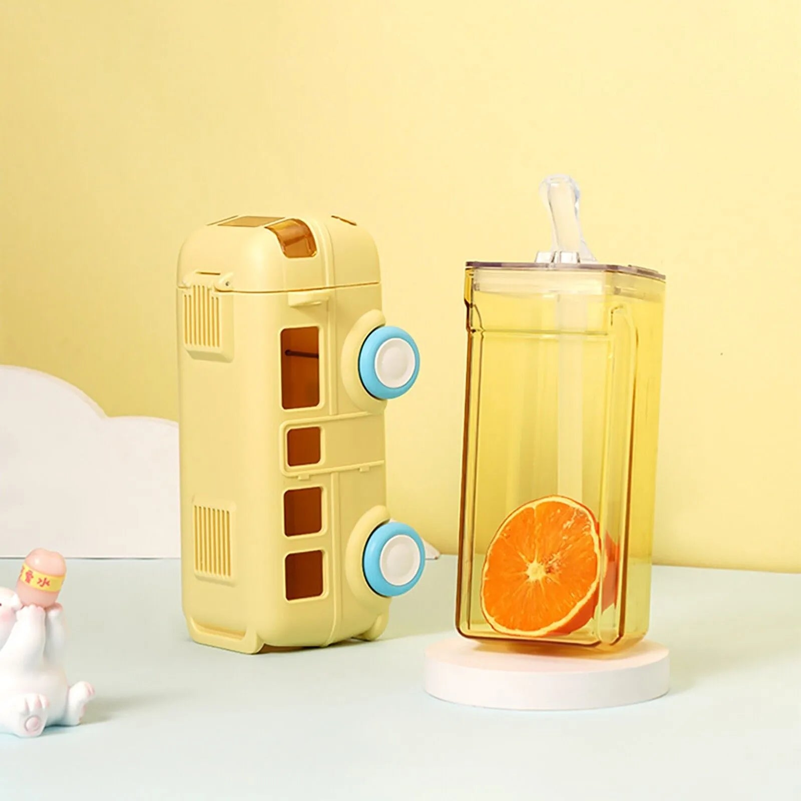 Kids Bus Shape Water Bottle with Strap