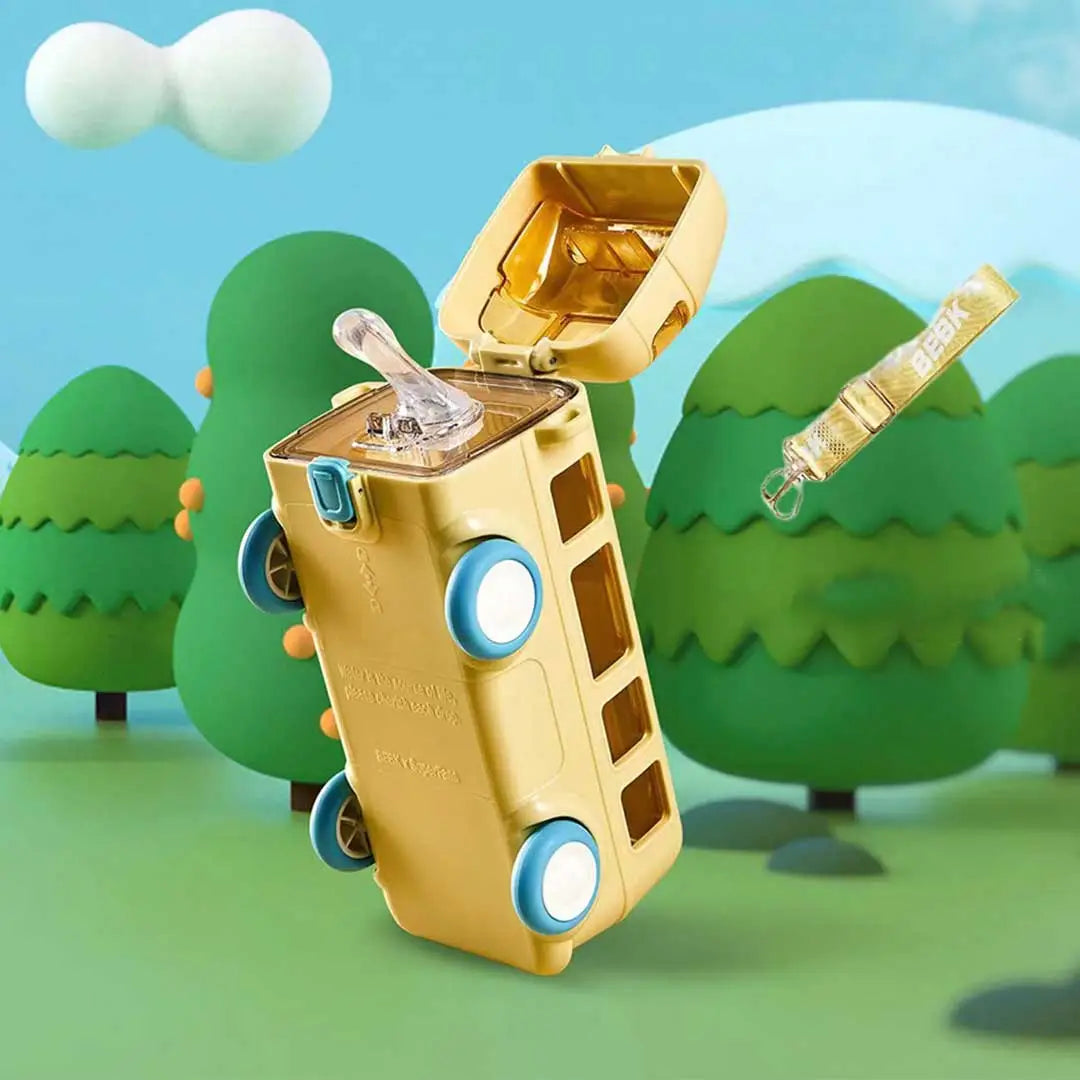 Kids Bus Shape Water Bottle with Strap