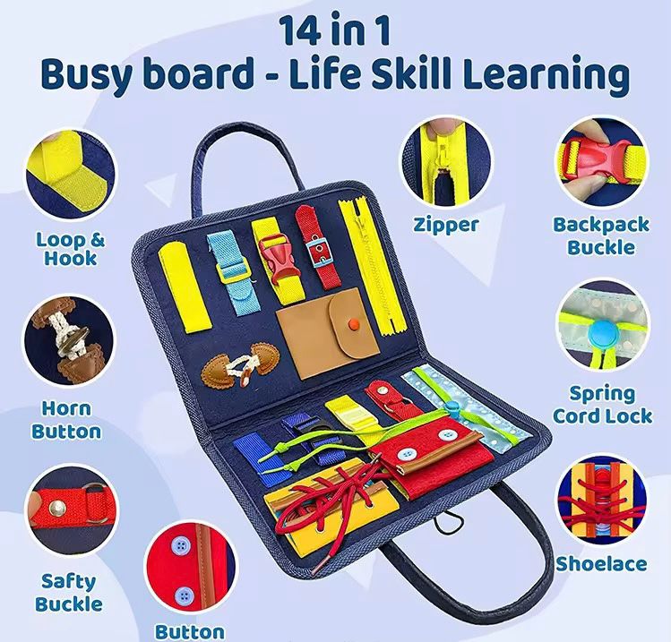 14 in 1 Toddler Busy Board
