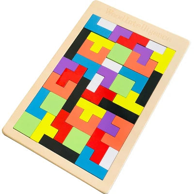 Wooden Colorful Tetris Puzzle