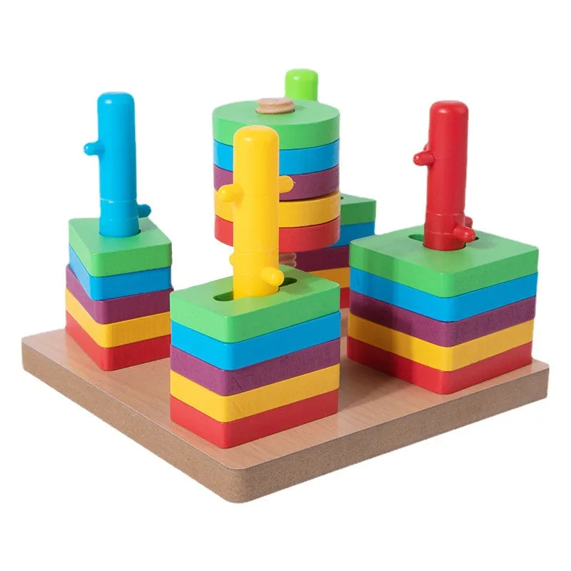 Wooden Column Activity Shape Sorter Set