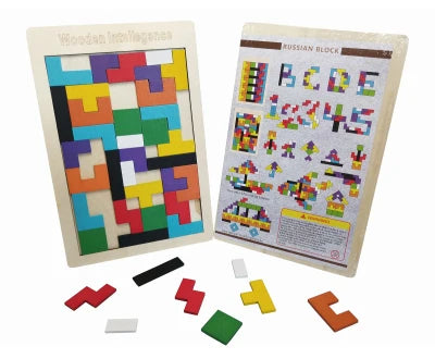 Wooden Colorful Tetris Puzzle