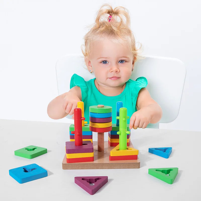 Wooden Column Activity Shape Sorter Set
