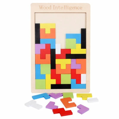 Wooden Colorful Tetris Puzzle