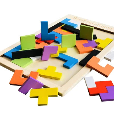 Wooden Colorful Tetris Puzzle