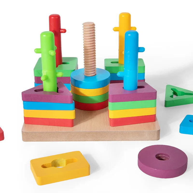 Wooden Column Activity Shape Sorter Set
