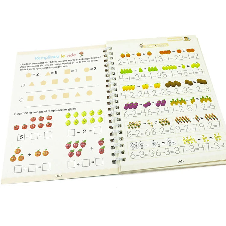4 pcs set magic re-useable kids magic tracing handwriting books
