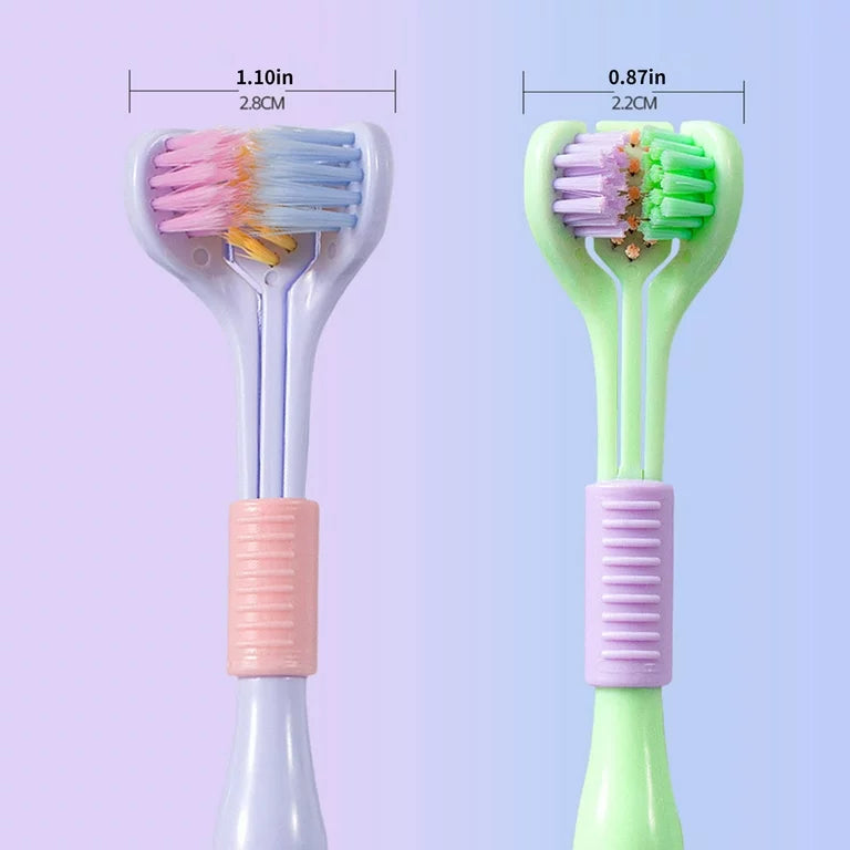 Three-Sided Toothbrush Ultra Fine & Soft with Tongue Scraper