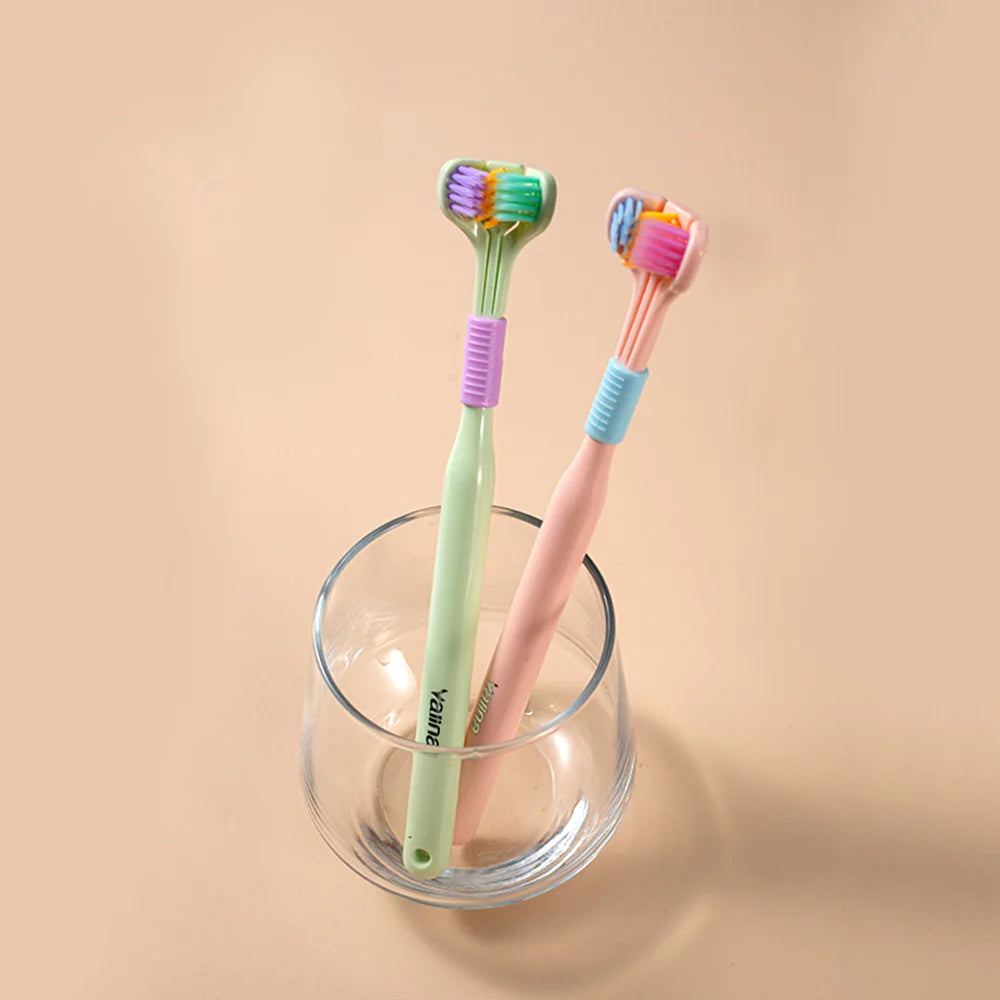 Three-Sided Toothbrush Ultra Fine & Soft with Tongue Scraper