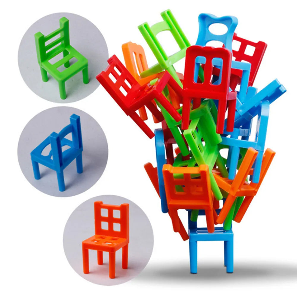 24pc Plastic Balance Toy Stacking Chairs For Kids