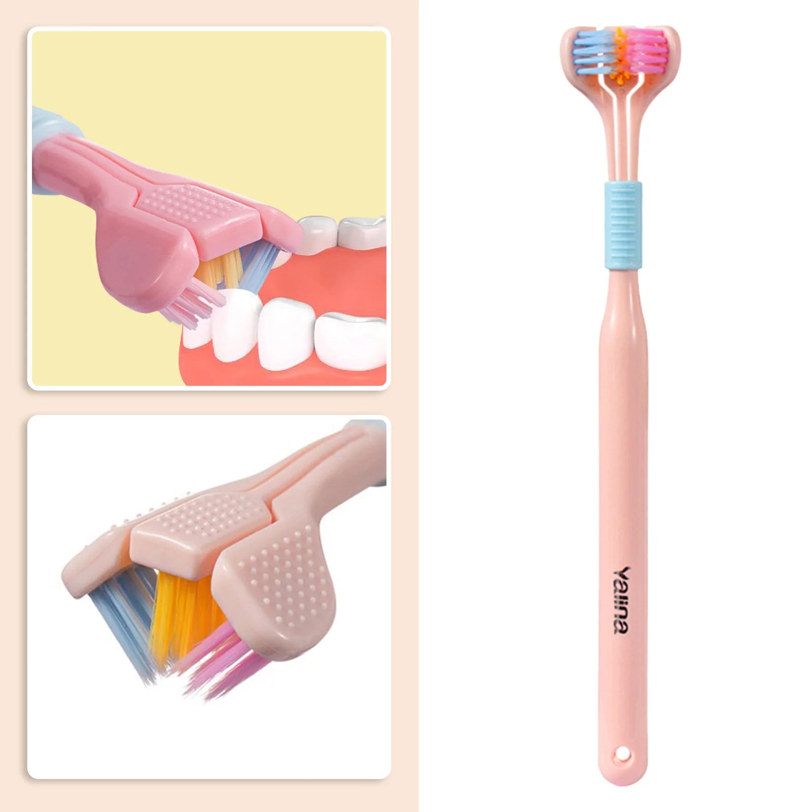 Three-Sided Toothbrush Ultra Fine & Soft with Tongue Scraper