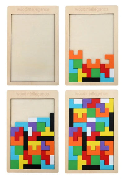 Wooden Colorful Tetris Puzzle