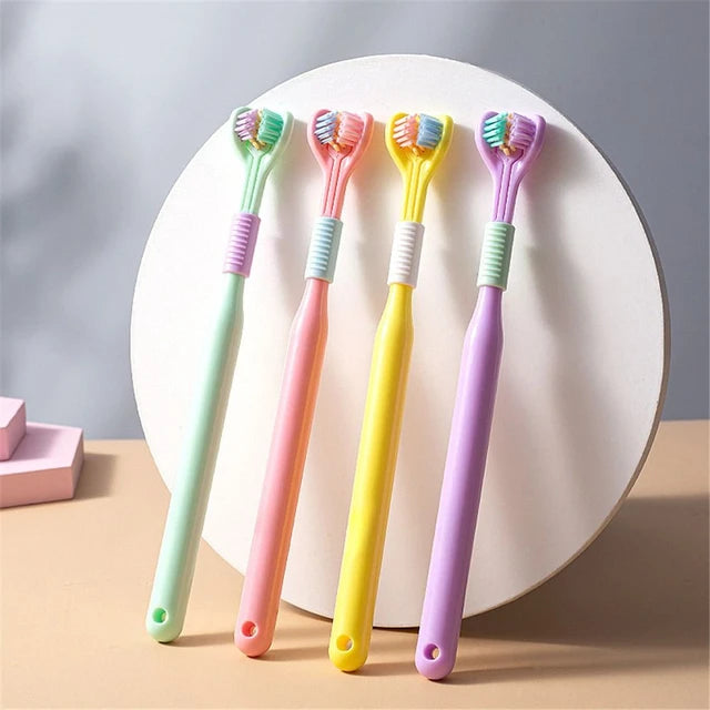 Three-Sided Toothbrush Ultra Fine & Soft with Tongue Scraper