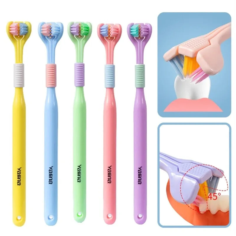 Three-Sided Toothbrush Ultra Fine & Soft with Tongue Scraper